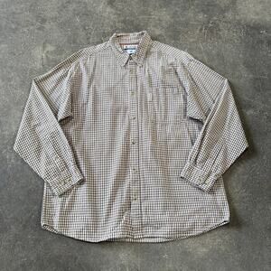 Columbia Shirt Mens XL Brown Check Button Down Outdoors Chest Pocket